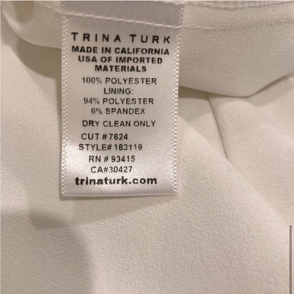 Trina Turk Bell Sleeve White Blouse Large - Picture 6 of 6